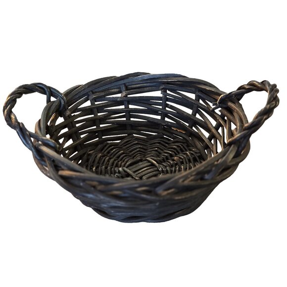 Small Black Wicker Basket, Good Condition - Picture 1 of 4
